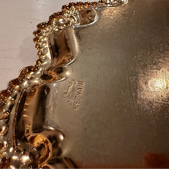 Gold Authentic Vintage Antique Serving Tray Shabby Chic Home Decor - Picture 5 of 10